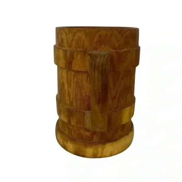 Vintage Hand Carved Wooden Mug Rustic Trinket Holder Pen Cup Knickknack Decor - Picture 2 of 11